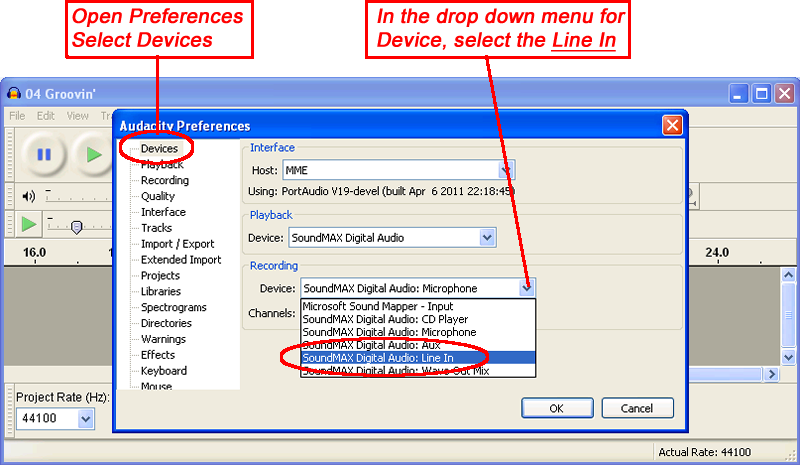 Tell Audacity To Start Monitoring The Line In, And Clipart (800x465), Png Download