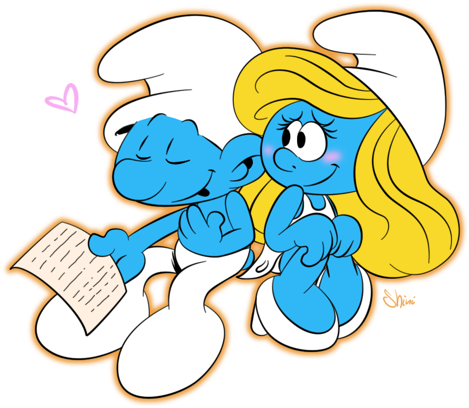 Smurfette With Hefty - Smurfs Love Clipart (981x844), Png Download