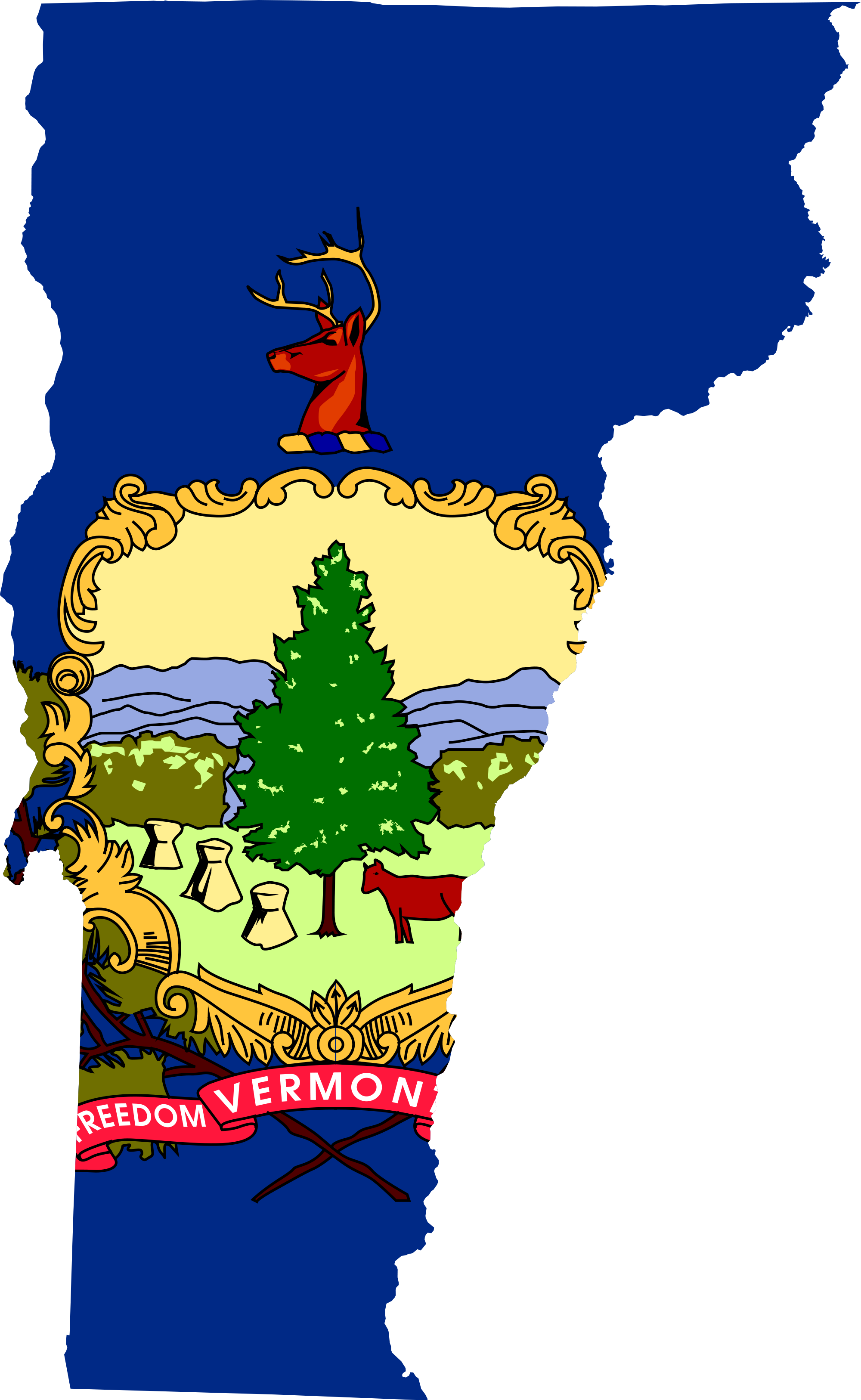 Vermont - Vermont State Flag Map Clipart (2000x3252), Png Download