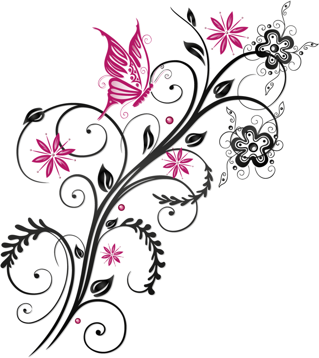 Butterfly Floral Flower Ornament Download Hq Png Clipart - Vector Graphics Transparent Png (1187x1280), Png Download