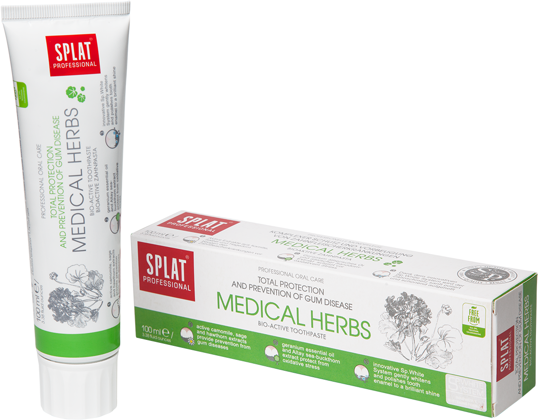 Medical Herbs Image Medical Herbs - Splat Professional Ultracomplex Toothpaste Clipart (1500x1000), Png Download