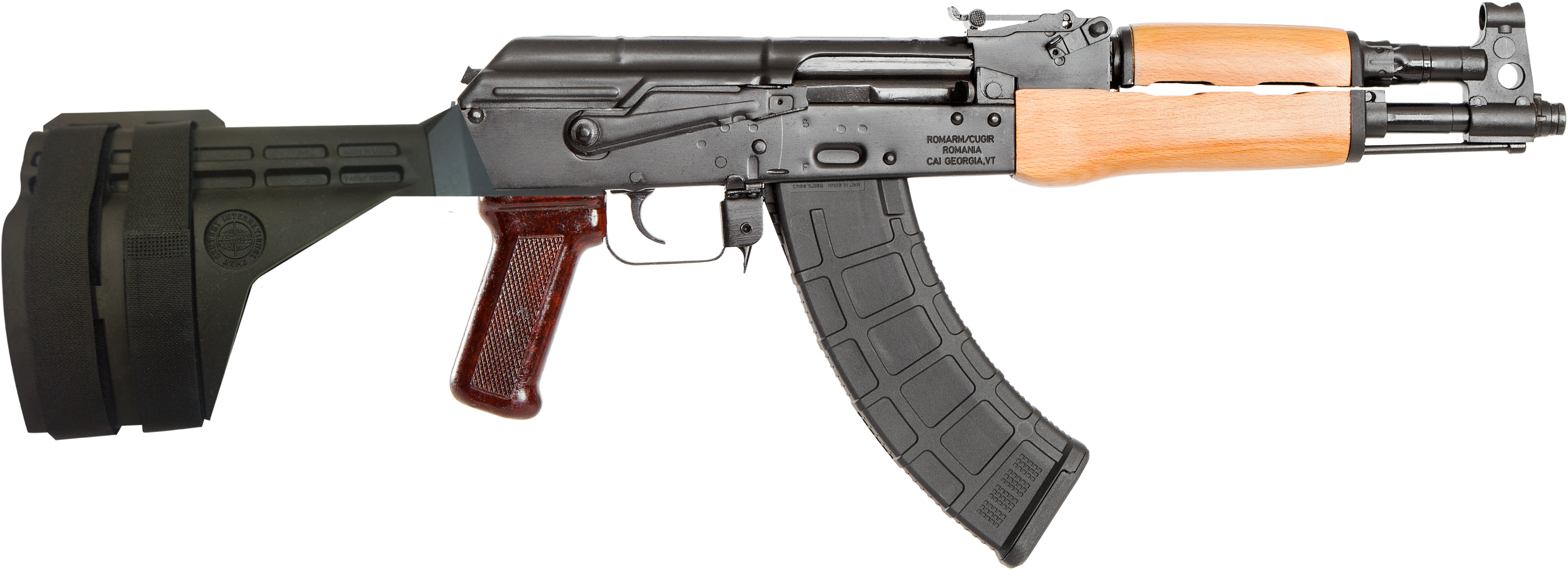 Century Hg1916cn Draco Ak Pistol With Brace Ak Pistol - Yugo Ak Magpul Stock Clipart (3959x1441), Png Download