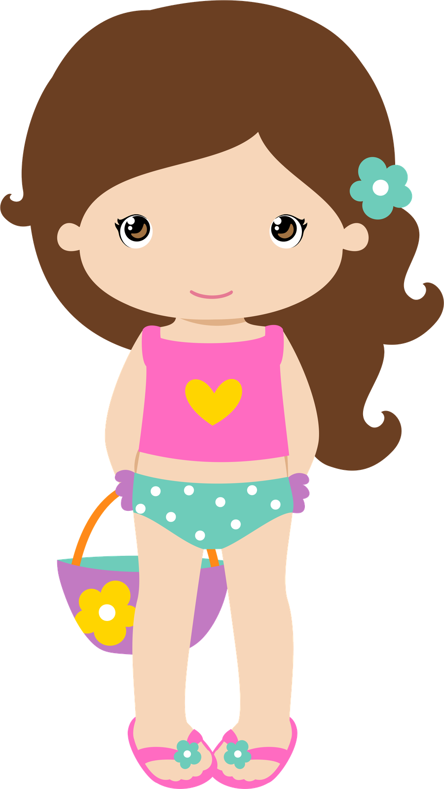 Summer Clipart Girl - Girl Clipart Beach - Png Download (900x1597), Png Download