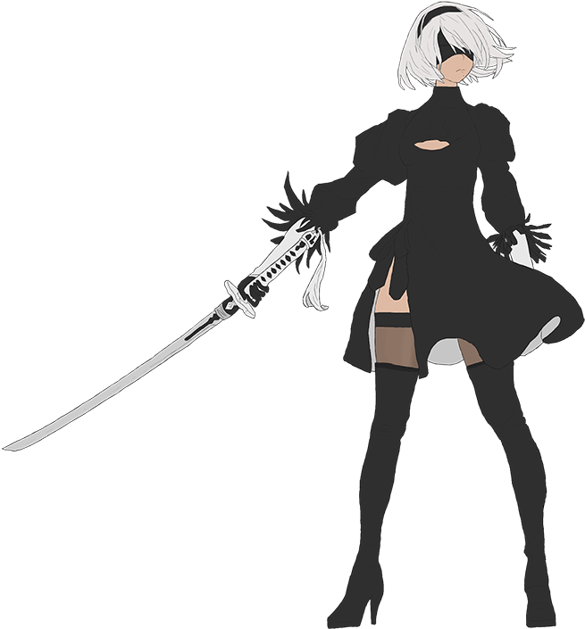 2b - Transparent Nier Automata 2b Clipart (700x778), Png Download