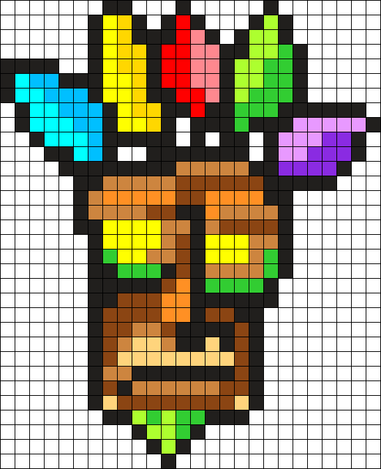 Aku Aku Perler Charm Perler Bead Pattern / Bead Sprite - Aku Aku Pixel Art Clipart (547x673), Png Download
