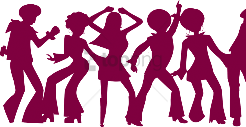 Free Png Download Seventies Dancers Silhouette Png - Cartoon People Dancing Clipart (850x441), Png Download