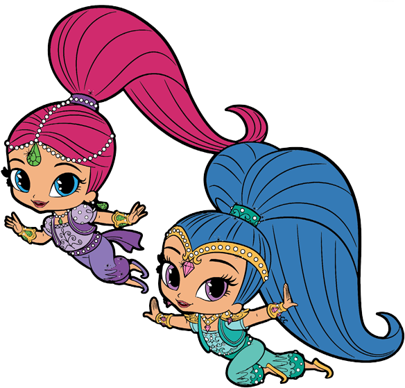 Shimmer And Shine Png - Shimmer And Shine Cartoon Drawing Clipart (592x566), Png Download