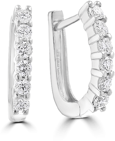 14kt White Gold 3/4 Ctw Diamond Huggie Hoop Earrings - Earrings Clipart (580x720), Png Download