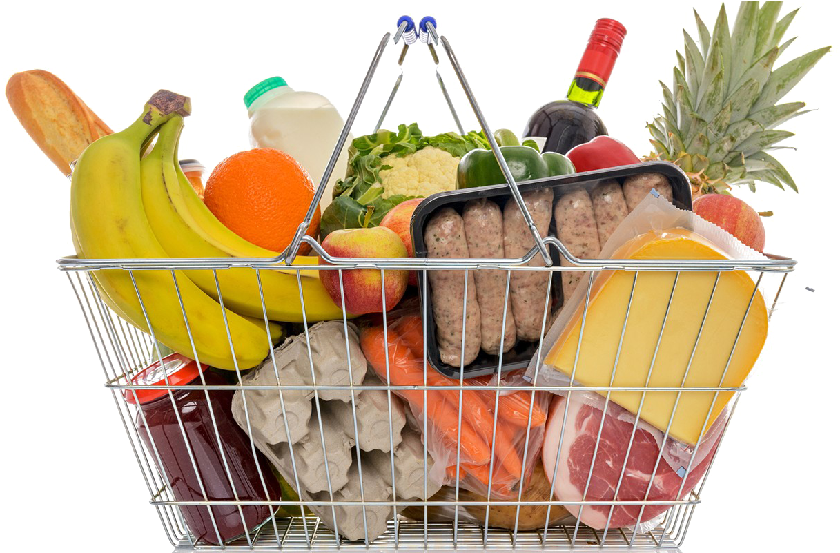 Grocery Png Transparent - Supermarket Shopping Basket Clipart (1540x800), Png Download