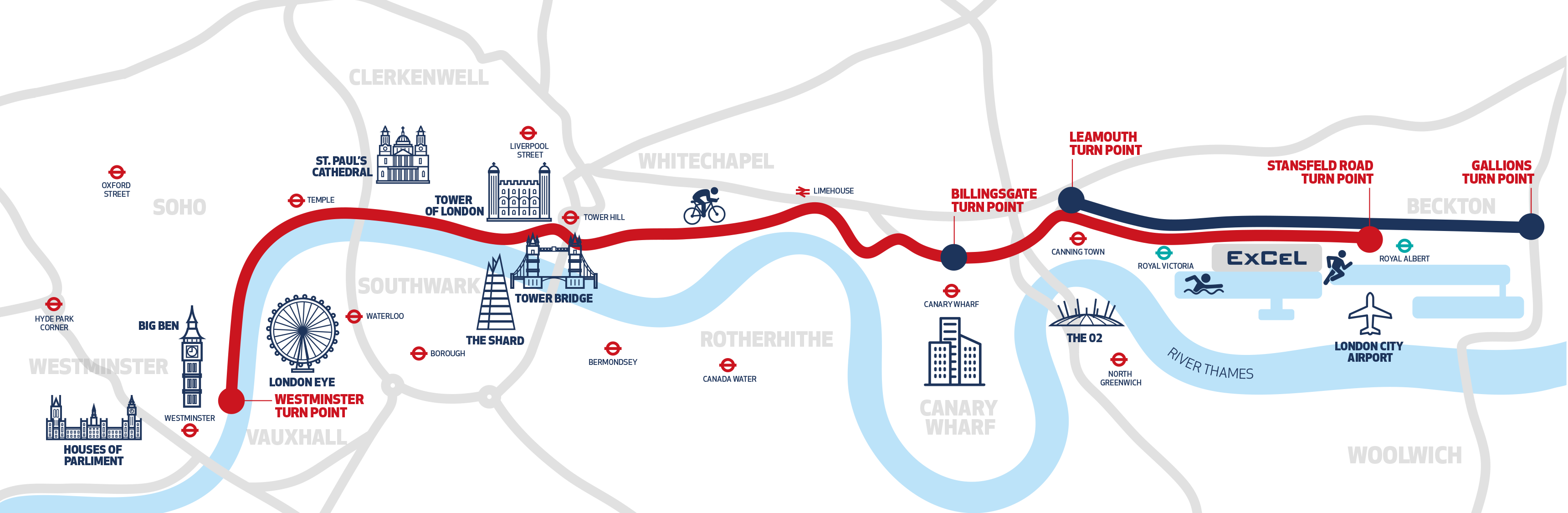 See The 2018 Route - London Triathlon Route 2018 Clipart (3442x1126), Png Download