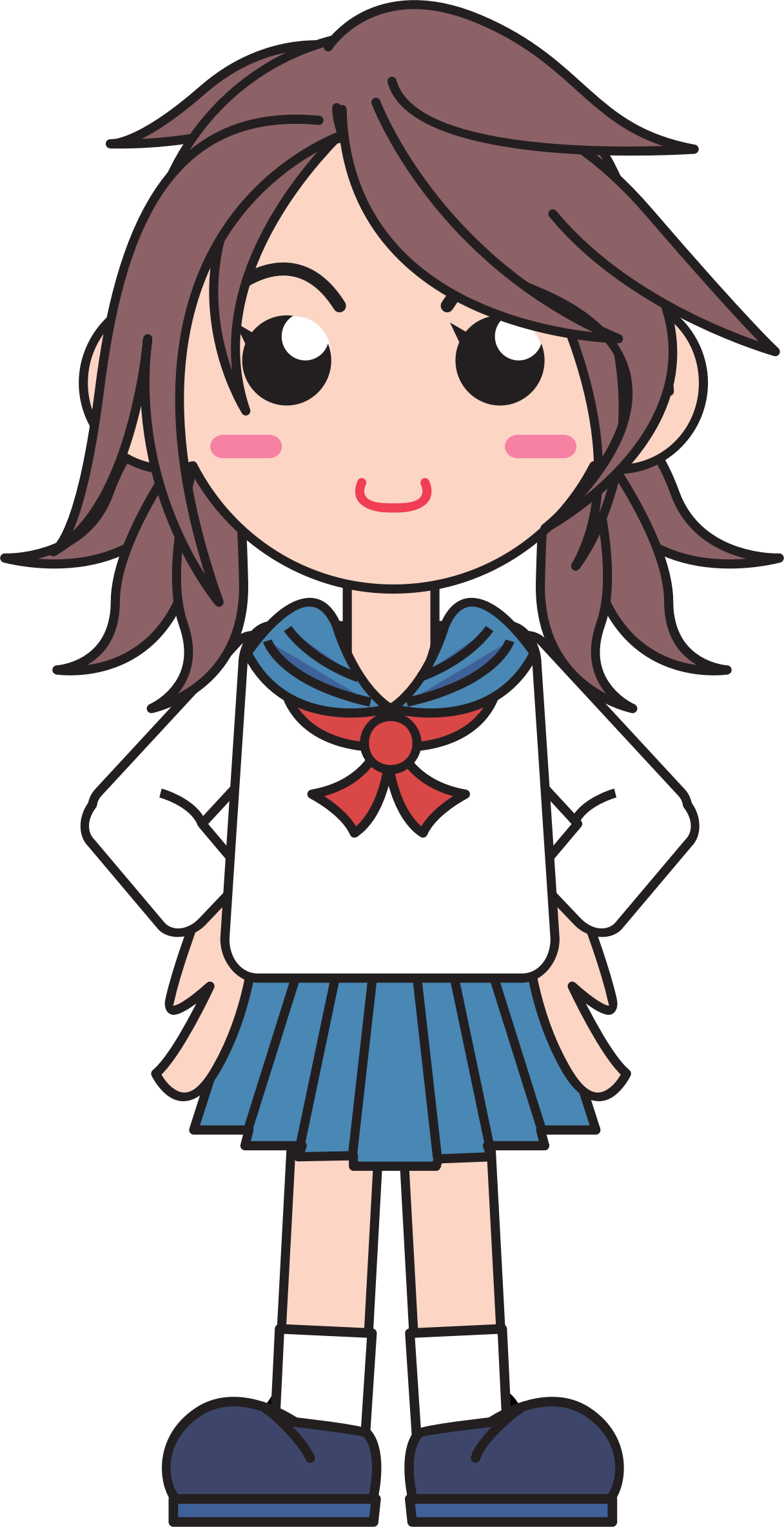 Clipart - Girl In School Uniform Clipart - Png Download (1216x2367), Png Download