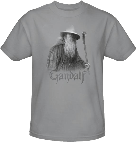 Gandalf The Grey T-shirt - Long Sleeve: Lord Of The Rings - Gandalf Clipart (571x598), Png Download