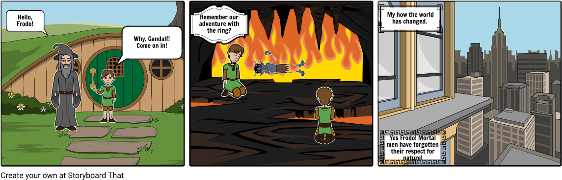 Frodo And Gandalf - Cartoon Clipart (1164x385), Png Download