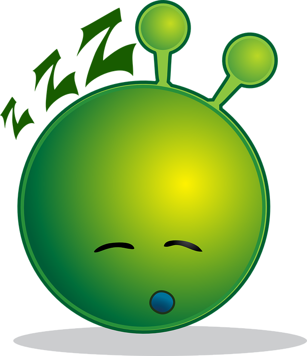 Alien, Smiley, Sleepy, Emoji, Emotions, Emoticon - Sleepy Alien Clipart (622x720), Png Download