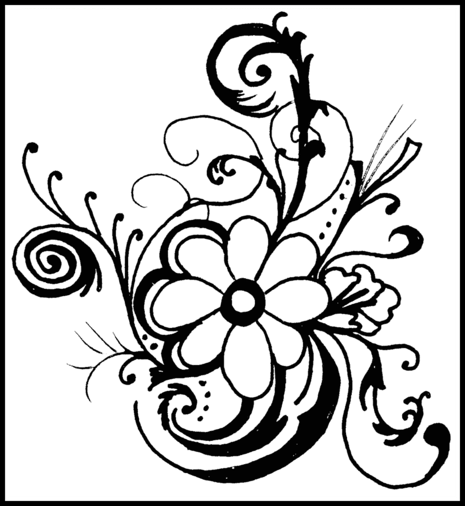 Bleeding Heart Flower Clipart - Flowers Clip Art Black And White Border - Png Download (908x988), Png Download