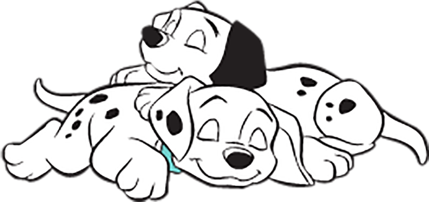 Dalmatians Was Sleeping Soundly Dalmatians Coloring - Dalmatian Puppies Color Pages Clipart (837x395), Png Download