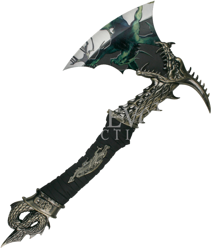 Drawn Katana Dragon Head - Dragon Head Axe Clipart (850x850), Png Download