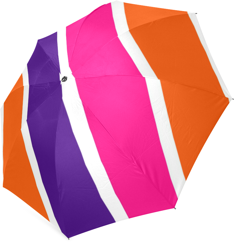 Neon Orange, Dark Purple, Hot Pink And White Stripes - Umbrella Clipart (1000x1000), Png Download