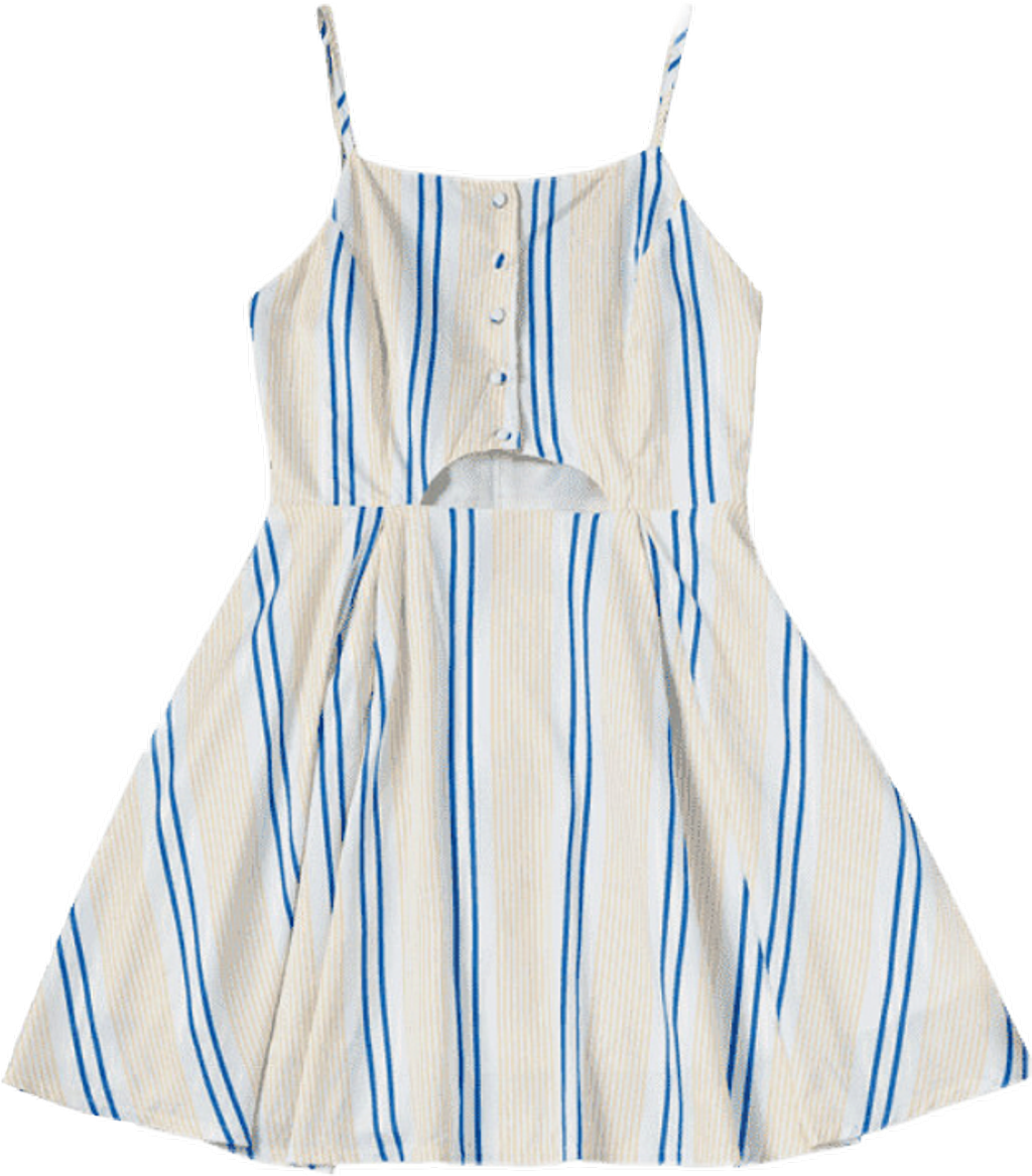 Dress Yellow Blue White Stripes Vintage Clothing Appare - Pattern Clipart (1024x1167), Png Download