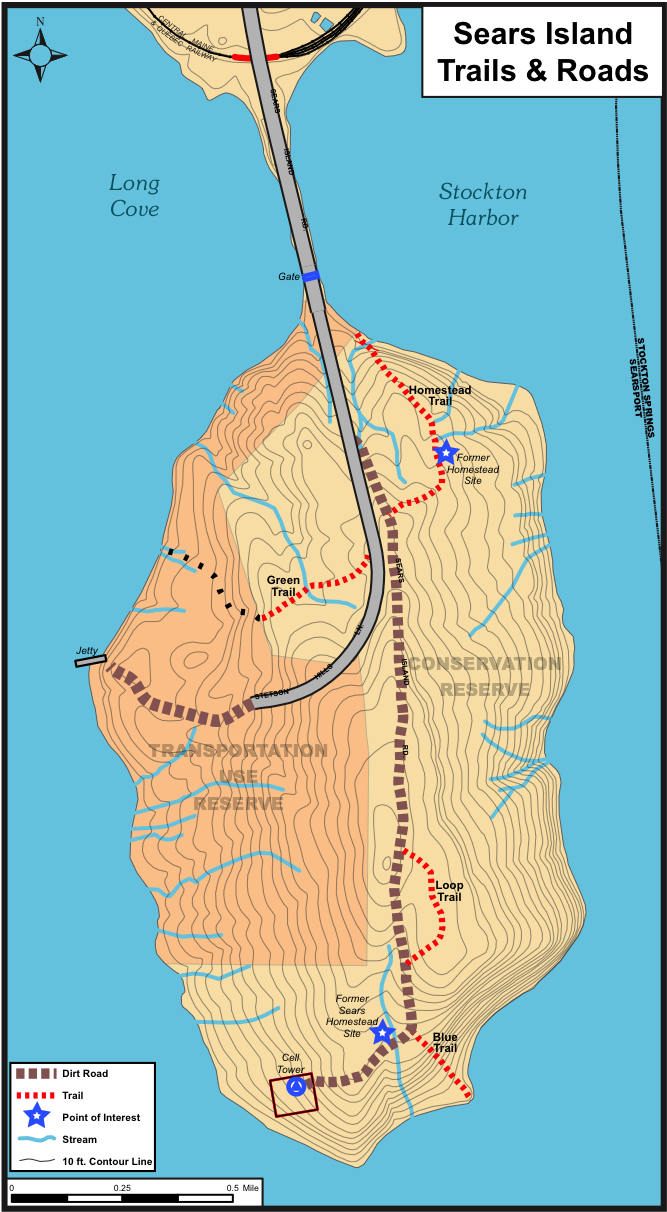 Sears Island Trails And Roads - Sears Island Maine Trail Map Clipart (900x1275), Png Download