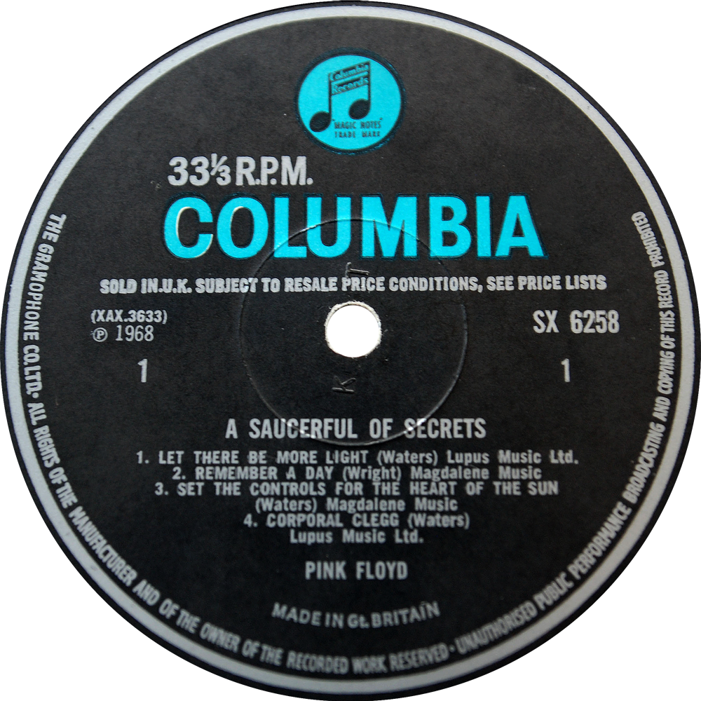 Sx 6258 Pink Floyd Saucerful Label - Beatles Clipart (1000x1000), Png Download