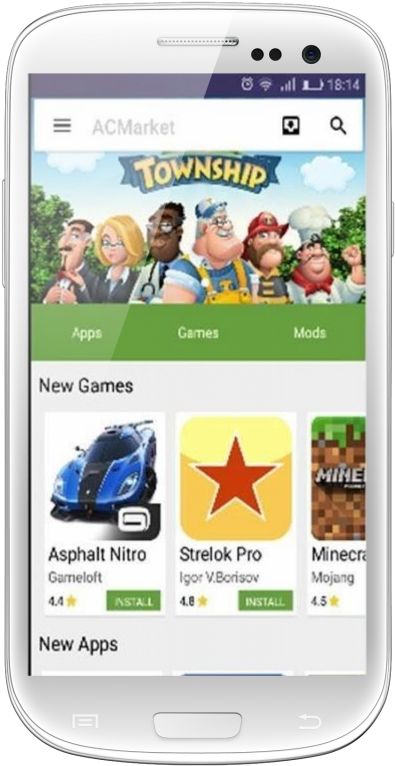 In The Search Bar, Type Geometry Dash - Ac Market Apk Pure Clipart (414x800), Png Download