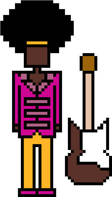 Jimi Hendrix - Deadpool Logo Pixel Art Clipart (670x740), Png Download