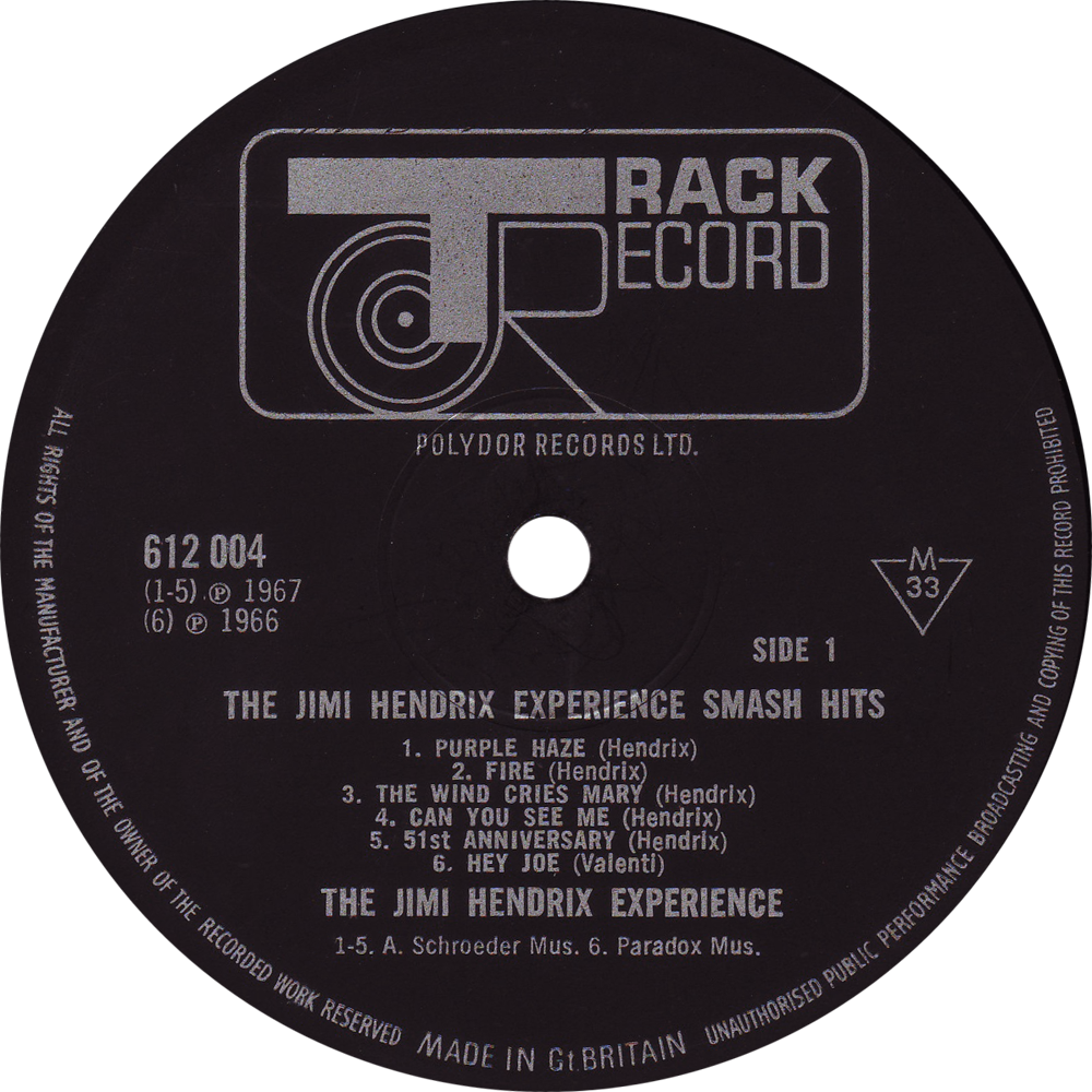 612004 Jimi Hendrix Label - Track Records Clipart (1000x1000), Png Download