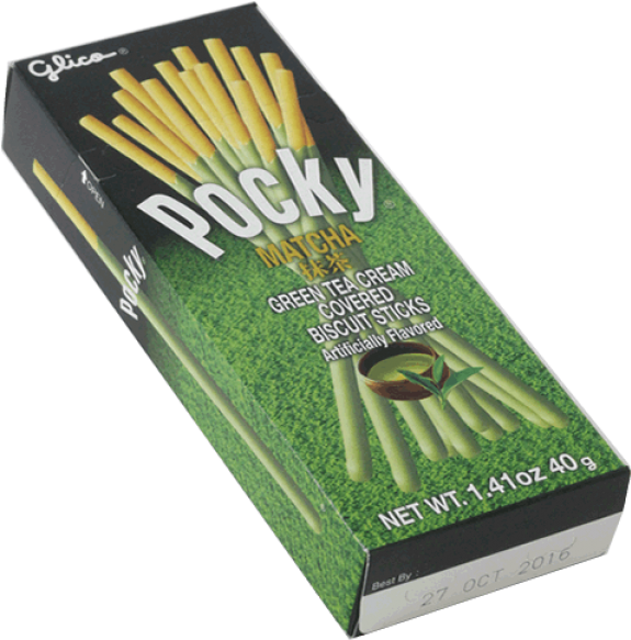 Glico Pocky Green Tea Cream Coated Biscuit Sticks , Clipart (575x583), Png Download