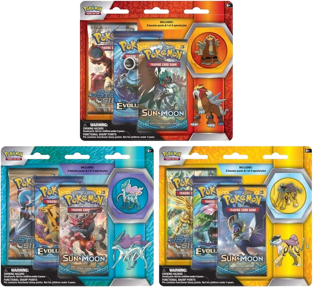 Pokemon Collector's Pin 3-pack Blister Beasts Clipart (638x586), Png Download