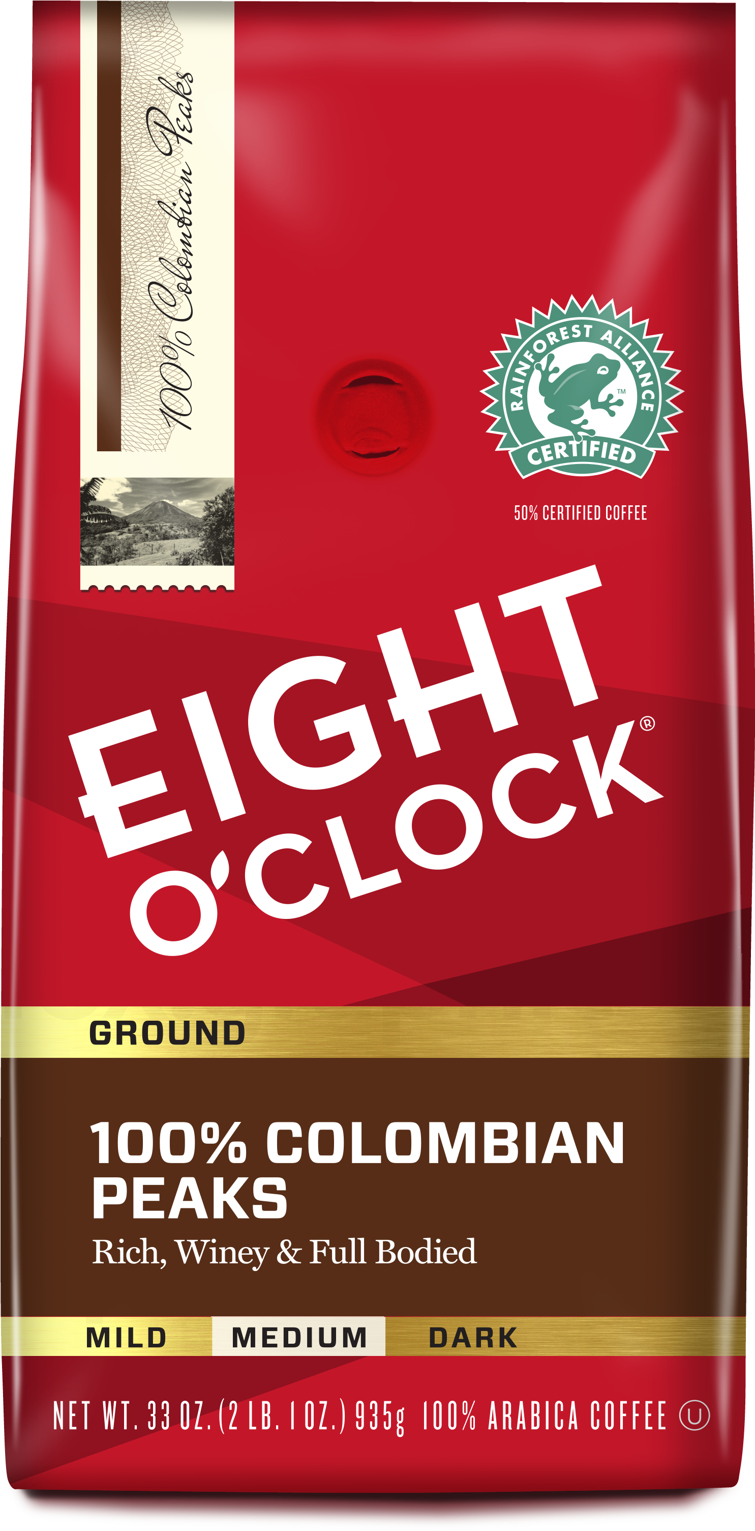 Eight O'clock 100% Colombian Peaks Ground Coffee 33 - Packaging And Labeling Clipart (1710x3300), Png Download