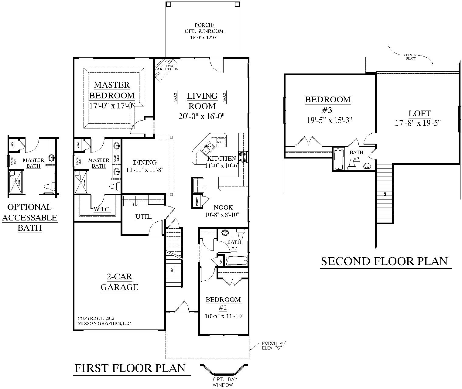 Png 3 Bedroom House Plan With Houseplans Biz 2545 A - 1 1 2 Story Home Floor Plans Clipart (1600x1280), Png Download