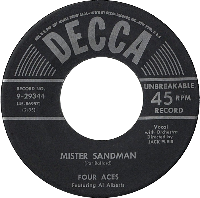 Mister Sandman By The Four Aces Featuring Al Alberts Clipart (703x697), Png Download