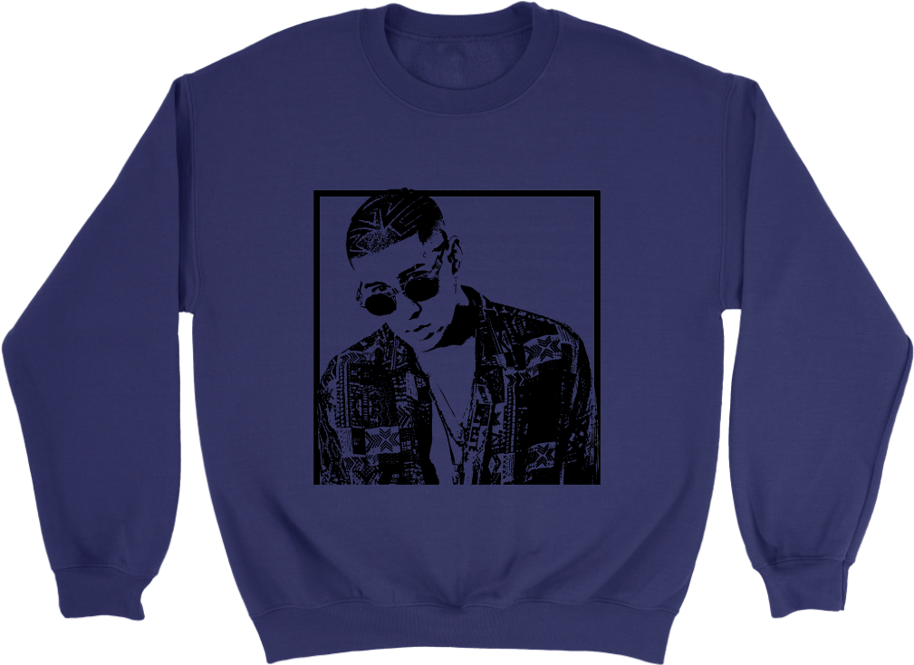 Reggaeton Icon Graphic Crewneck Featuring Bad Bunny - Sweatshirt Clipart (1009x734), Png Download