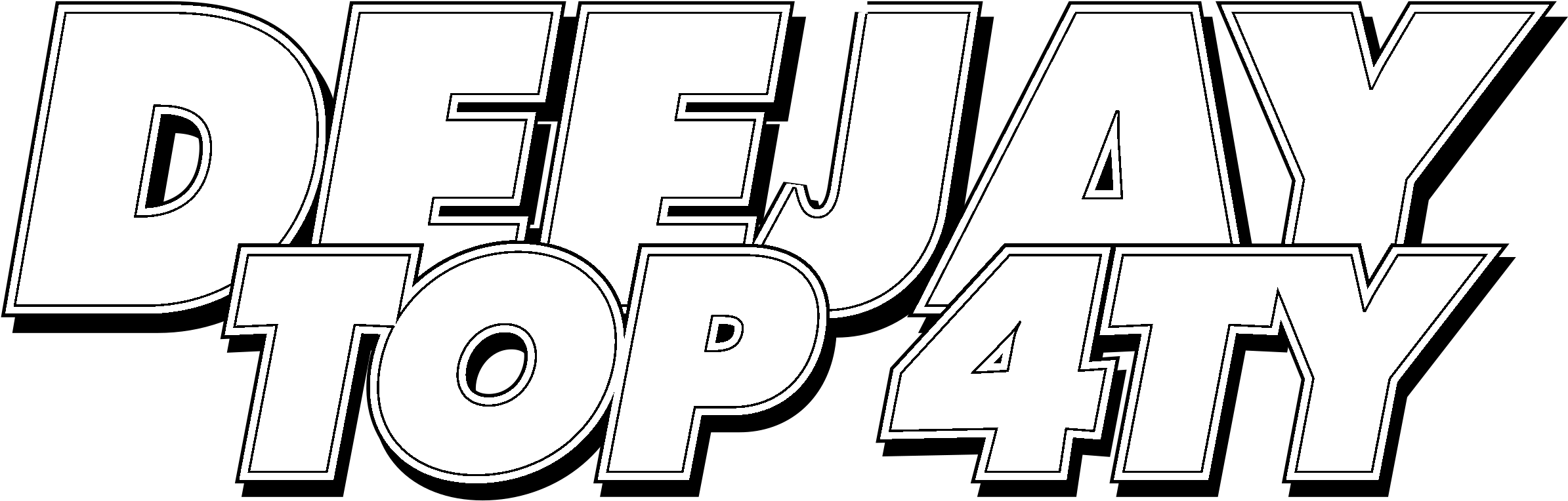 Deejay Top 4ty Logo Black And White Clipart (2389x764), Png Download