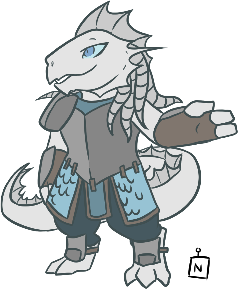 Monty Glu - Silver Dragonborn Clipart (884x1033), Png Download