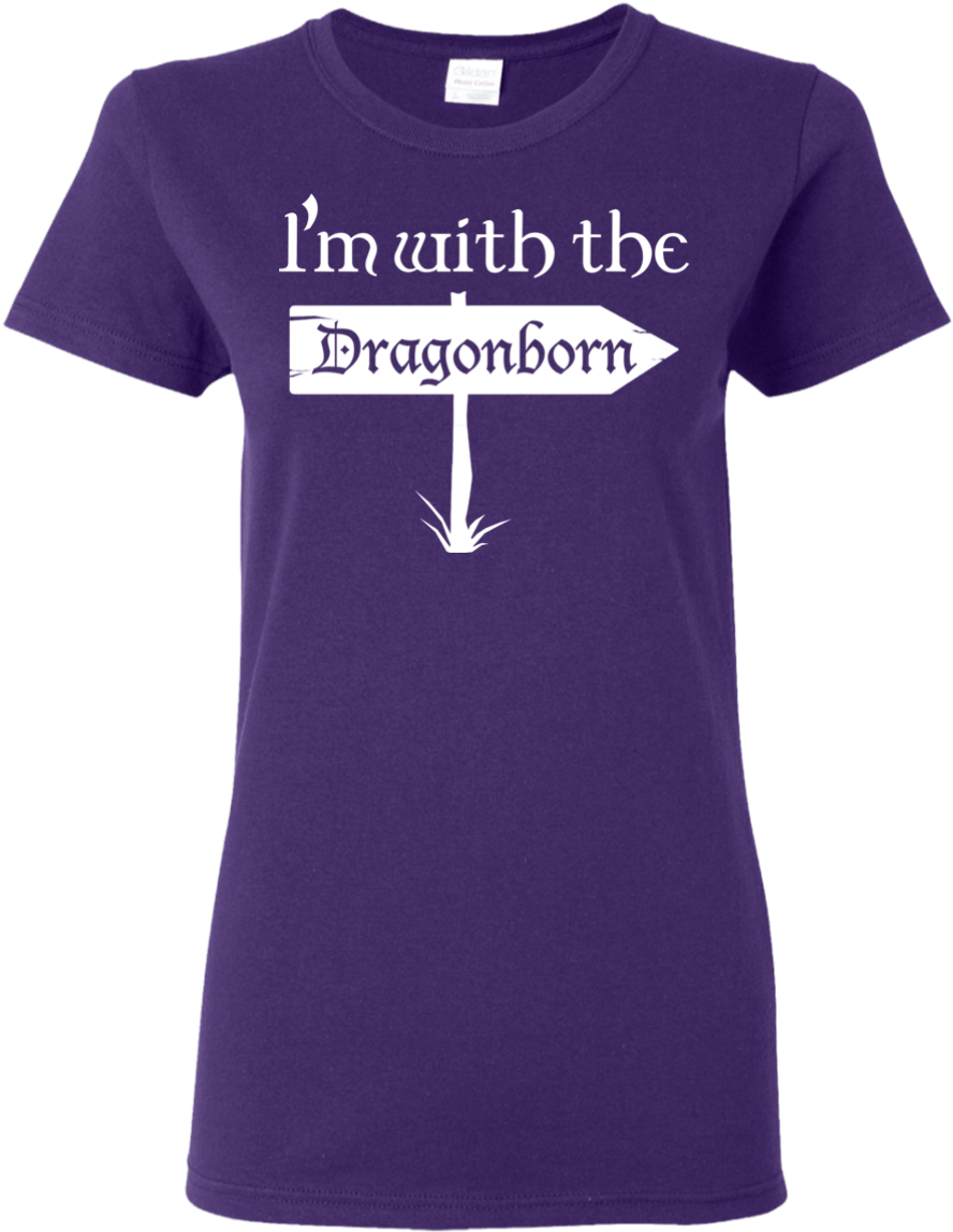 Im With The Dragonborn White Print Ladies' T-shirt - Fortnite Shirt Png Clipart (1155x1155), Png Download