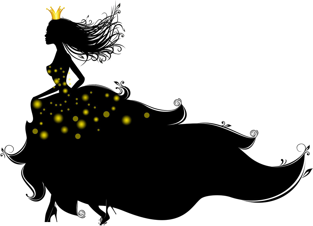 Princess Royale Royal Shadows - Girl In Gown Silhouette Clipart (1025x739), Png Download