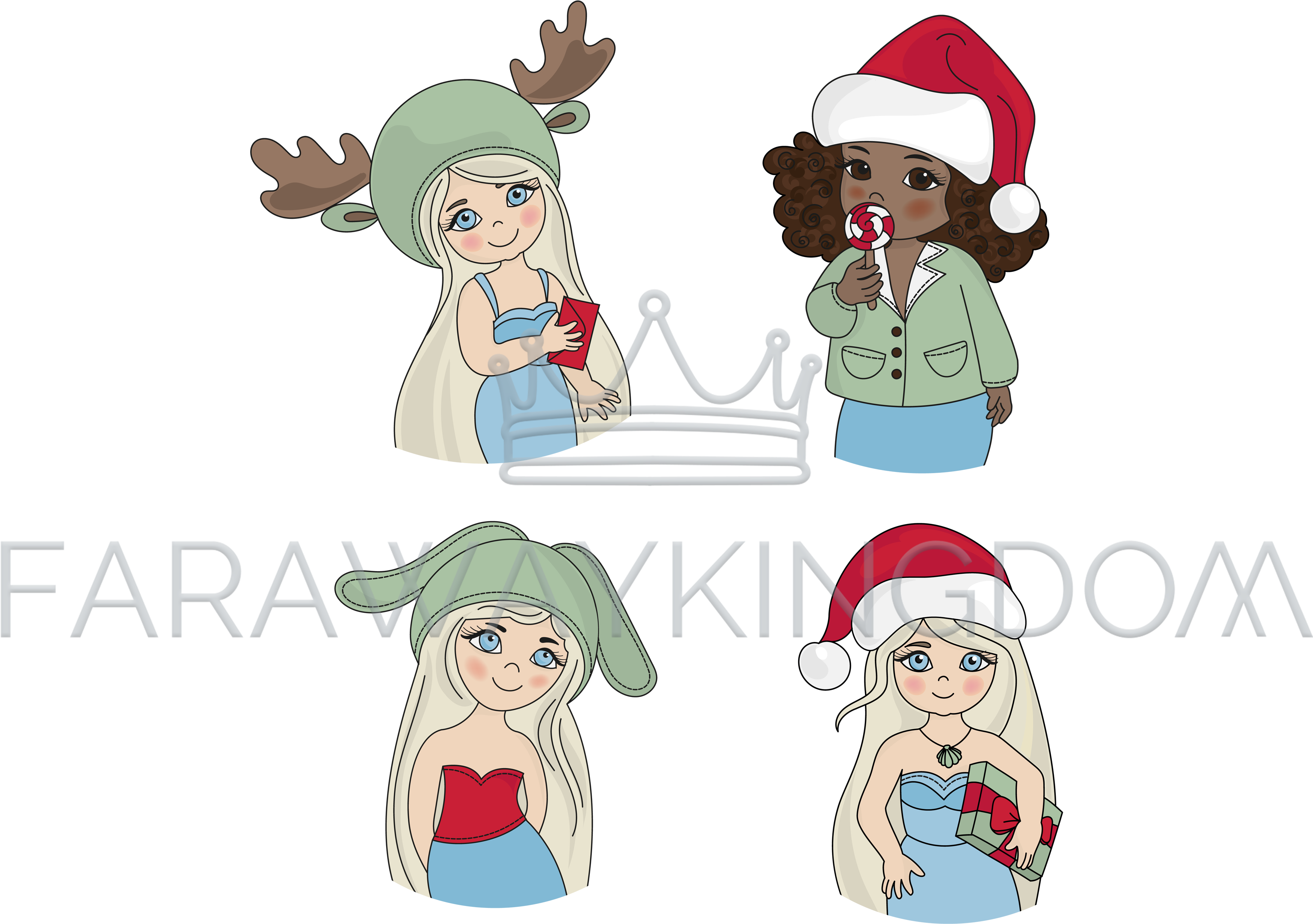 Christmas Blog Icon Girl Portrait Vector Illustration - Cartoon Clipart (3508x2480), Png Download