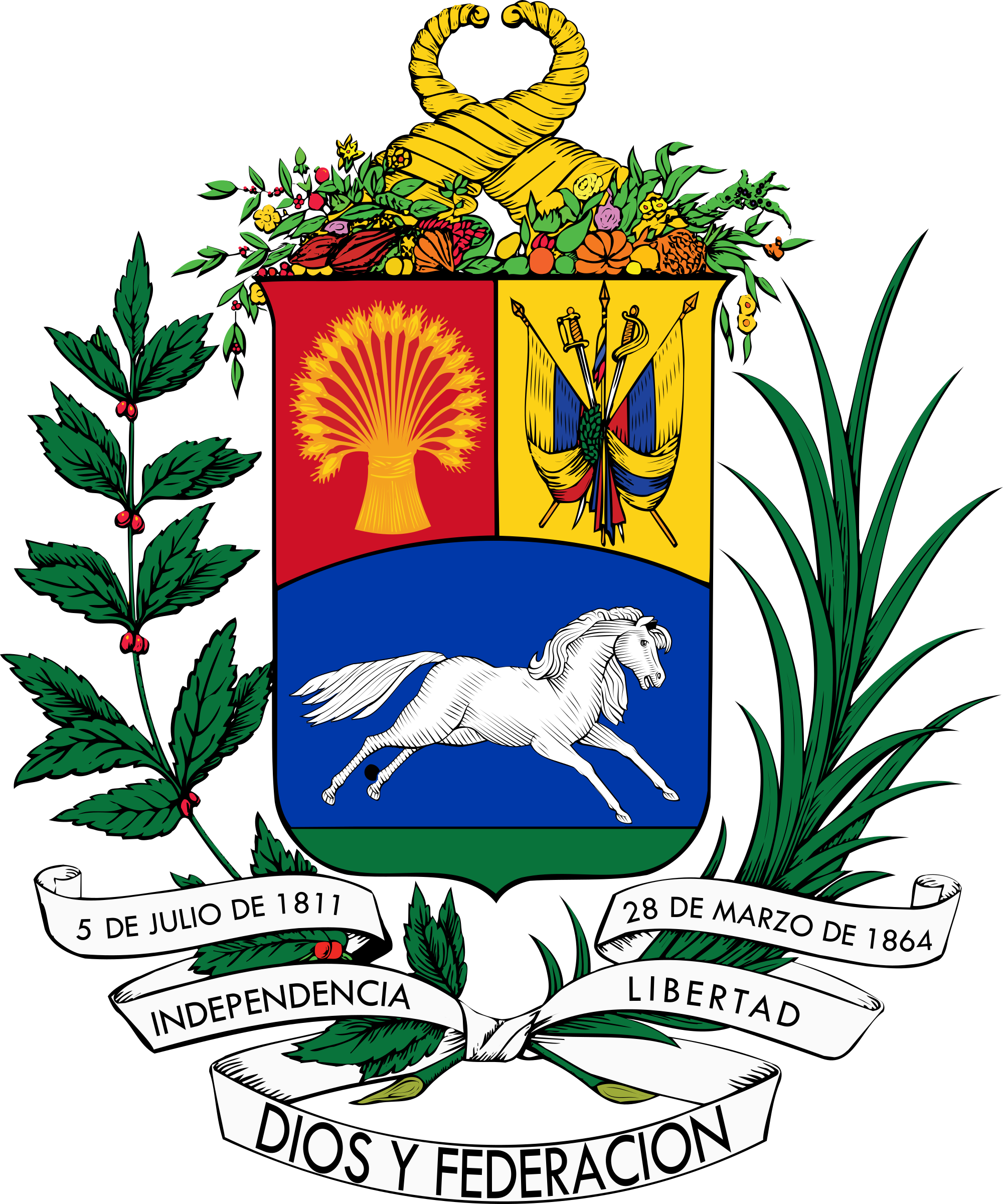 Dios Y Federación - Venezuela Coat Of Arms Clipart (2000x2400), Png Download