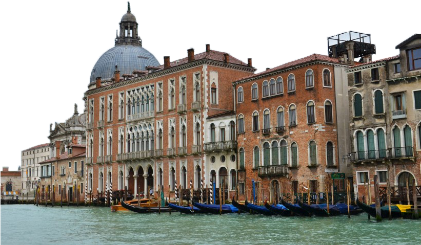 Houses By A River With Boats - Venice Italy Transparent Clipart (820x543), Png Download