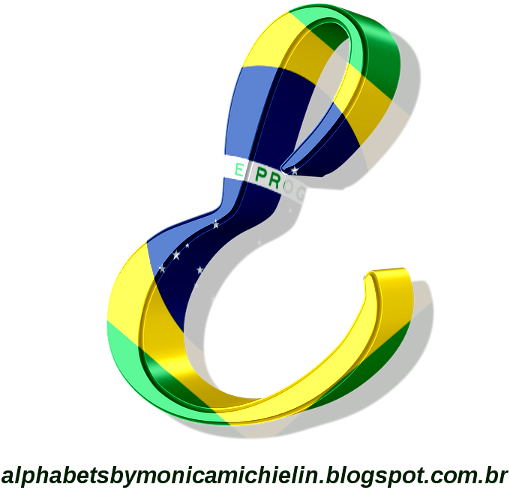 Bandeira Do Brasil Estilizada Nas Letras Do Alfabeto - Graphic Design Clipart (600x600), Png Download