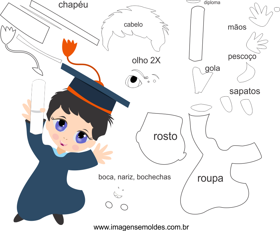 Molde De Formatura 8 Para Feltro, Eva E Artesanato - Molde De Porta Diplomas Em Eva Clipart (963x796), Png Download