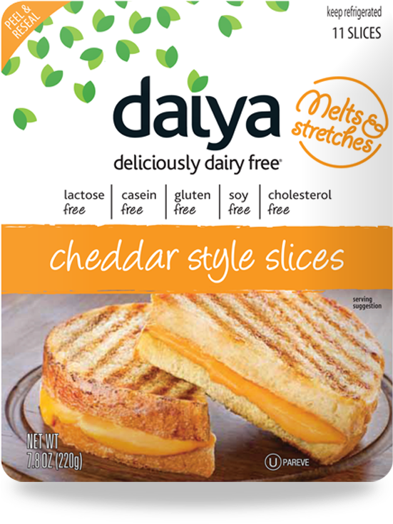 "meltable & Stretchy" Daiya Cheddar Low Protein Cheese - Daiya Cheddar Slices Clipart (550x800), Png Download