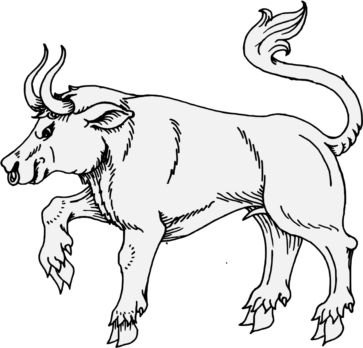 Bull Passant - Illustration Clipart (1218x1139), Png Download
