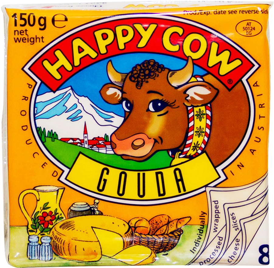 Happy Cow Gouda Cheese Slice 150 Gm - Happy Cow Sandwich Cheese Clipart (1000x1000), Png Download