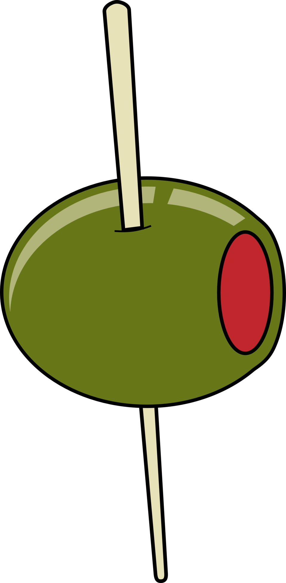 Green Olive On A Toothpick - Olive On A Toothpick Clipart (958x1949), Png Download
