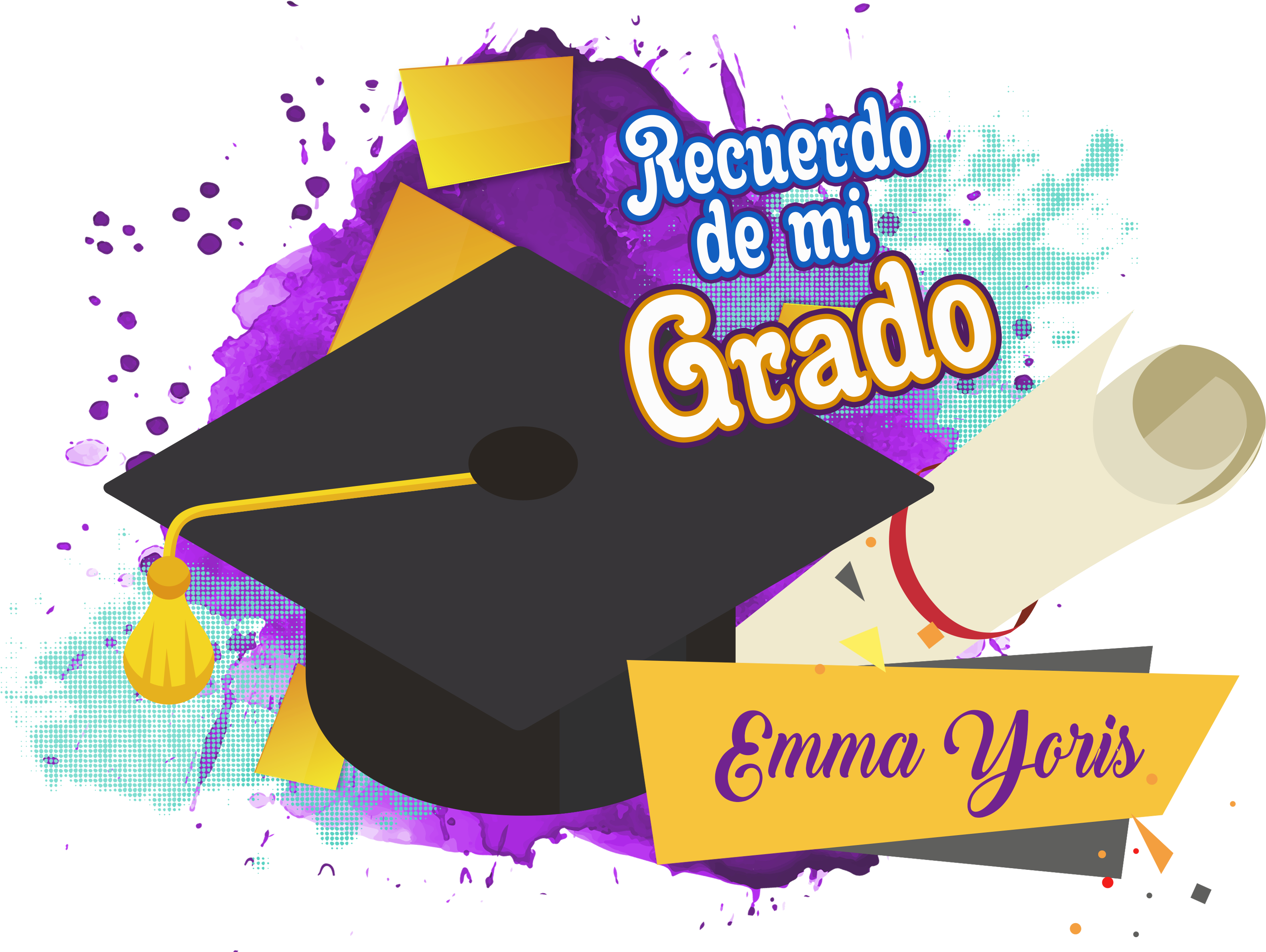 Highschool Graduation Diploma, Digital Graduación, Clipart (3156x2374), Png Download