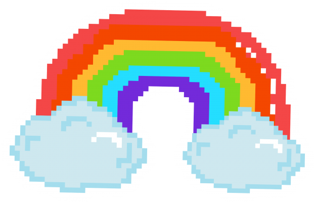 Pixel Art Rainbow Stickers - Pixel Art Rainbow Clipart (866x650), Png Download