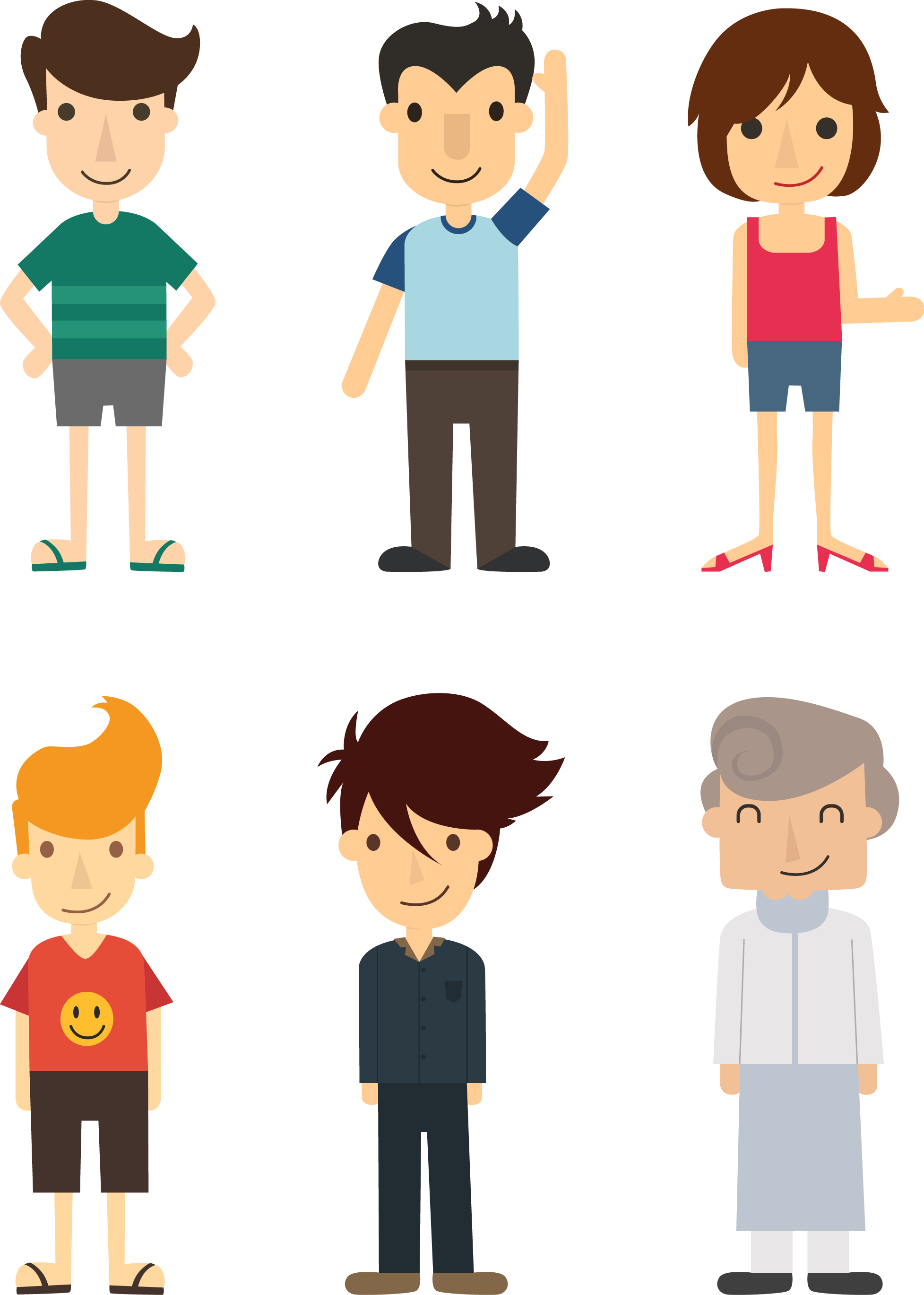 Cartoon Flat Design Vector Rar - People Flat Design Png Clipart (1955x2738), Png Download
